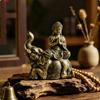 Sitzende Buddha Elefantenfigur Tischdekoration Reit-Ornament Antik Gealterte Patina