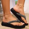 Thick Sole Rhinestone Beach Flip Flops for Women Summer Fashion Clip Toe Wedge Sandals Woman Lightweight Platform Slippers 36-43