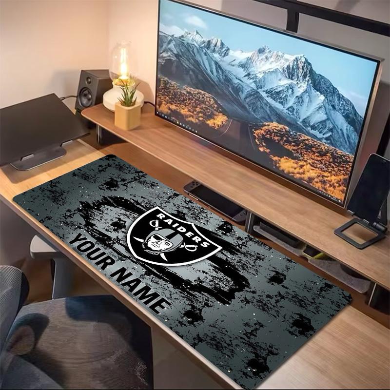 Las Vegas Raiders Druck Kissen Rutschfest Laptop Tablet Großes Mauspadd XXL Matte Mini-PC Spielmatte Mit Verriegeltem Rand