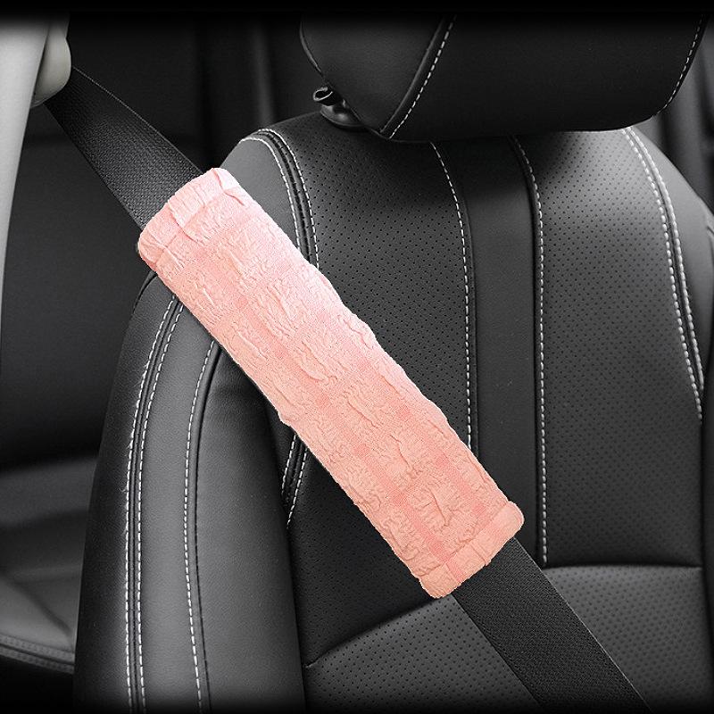 Puffy Grid Car Seat Belt Shoulder Pad - Anti-Choke Strap Protector, Stylish Interior Accessory