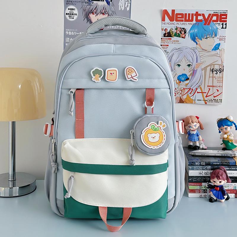 New high-value, fresh and sweet candy-colored backpack, lightweight and large-capacity backpack for junior high school students