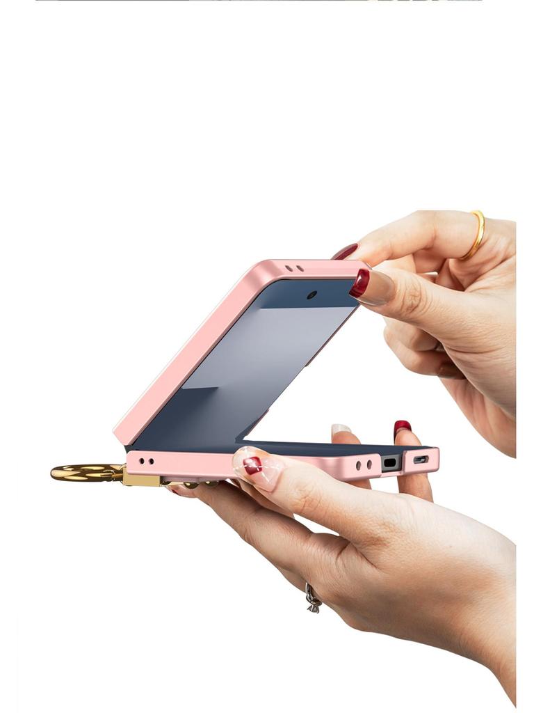 Samsung Z Flip7 Ultra-Thin PU Leather Folding Case with Ring Buckle