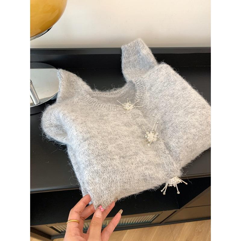 

Женский кардиган осенний мягкий ворсистый мохеровый вязаный свитер свободный топ one size fits all серый