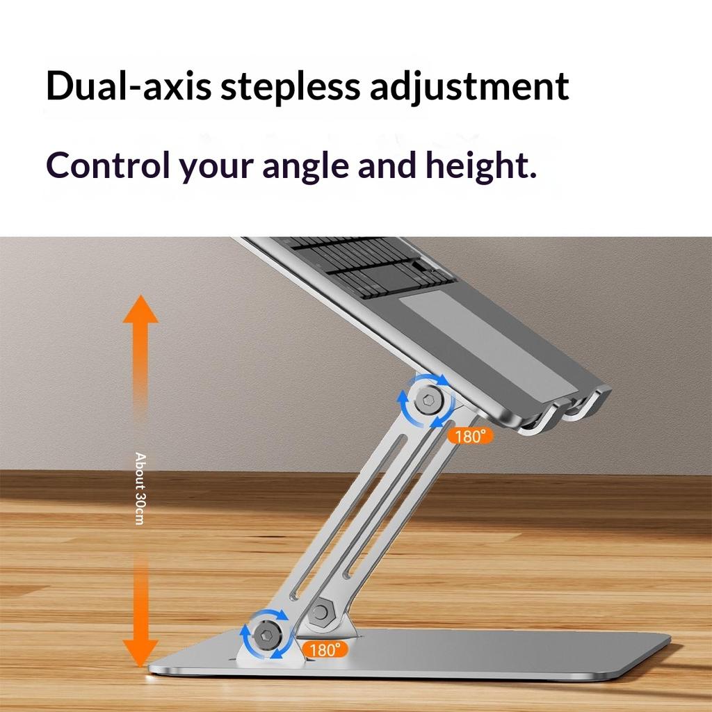 0031 Adjustable Height Angle Laptop Stand Desktop Cooling Metal Support for Notebook/Tablet, Basic Model