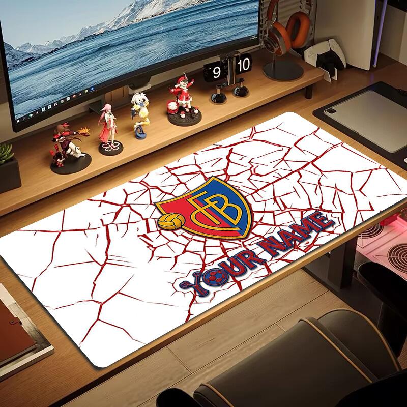 Custom Name FC Basel Print Cushion Non-slip Laptop Tablet Big Mousepad XXL Mat Mini PC Playmat With Lock edge