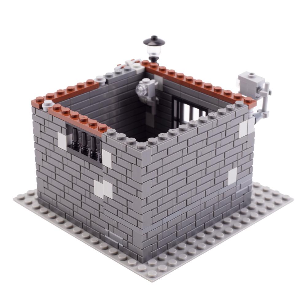 MOC Mini City Soldiers Prison Thief Figures Police Officer Building Blocks Model Street Lamp Monitor Parts Brick Toy For Kids