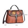 Johnature Ρετρό χειροποίητη ανάγλυφη γυναικεία τσάντα Πολυτελής τσάντα χεριού Leisure Τσάντες ώμου & χιαστί από δέρμα αγελάδας