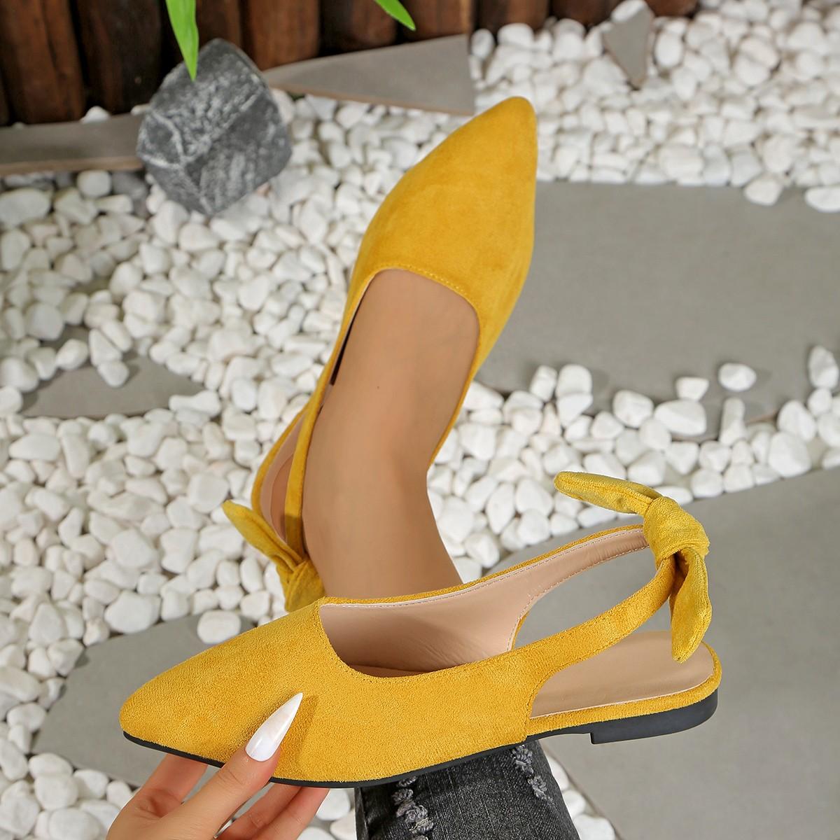 

Женские летние новые сексуальные дизайнерские туфли-лодочки с острым носком на высоком каблуке, уличные, для платья, вечеринки, с закрытым носком, удобные, неглубокие, сандалии-слипоны, большой размер 35 жёлтый