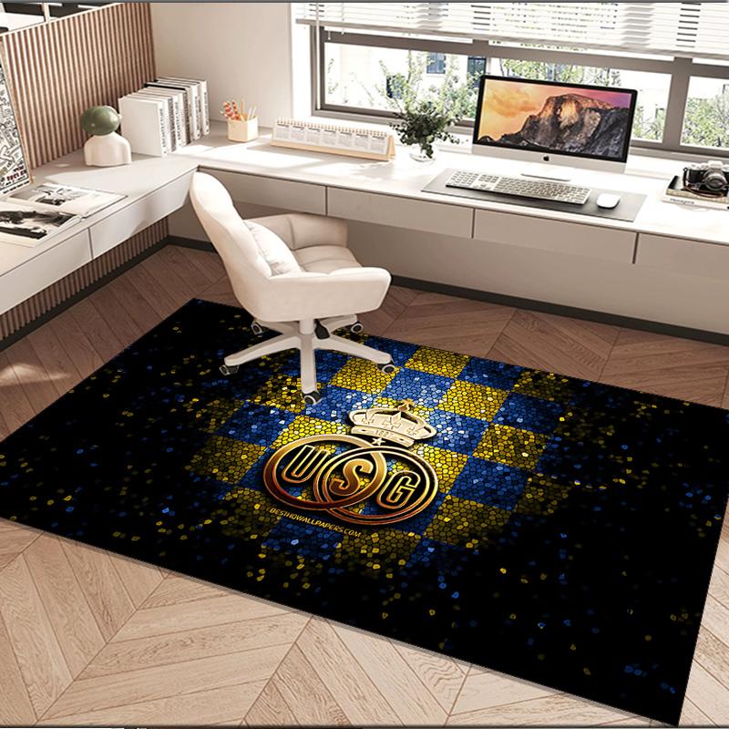 1PC rug Golden Crown Symbol Royale Carpet, Chair Rug,Area Rug for Office Bedroom living rooms bedroom, Doormat decor Christmas fan gifts