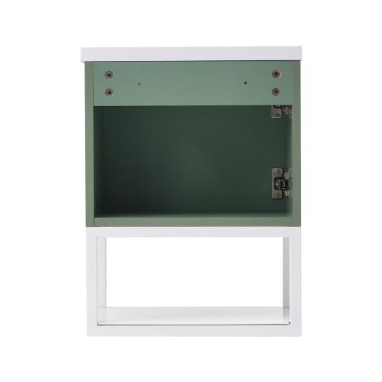 Bathroom Sink Cabinet Open Shelf Golden Handle Modern Green White Easy Assembly Solid MDF Lavatory Wall Mount Basin Vanity Cabinet