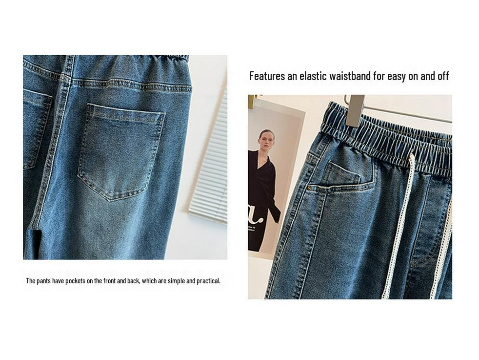 High Waist Slimming Drawstring Straight-Leg Plus Size Jeans for Women - Early Spring Collection