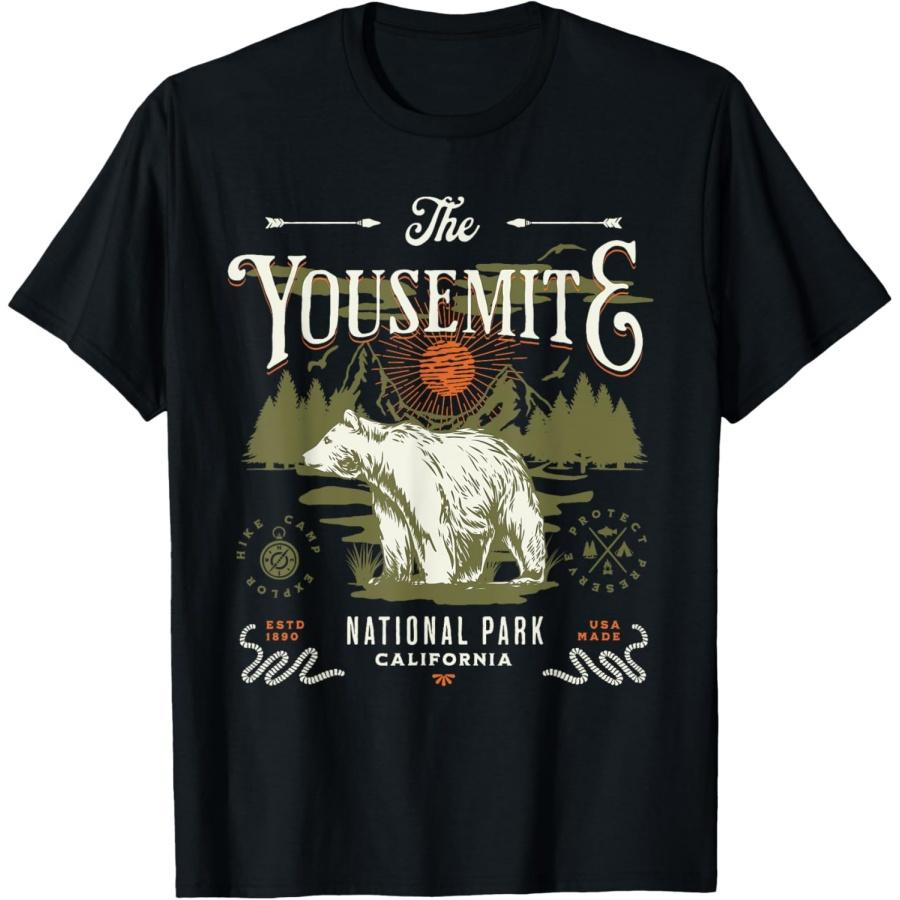Retro Yosemite National Park Mountains California Bear USA T-Shirt XXXXXL чёрный