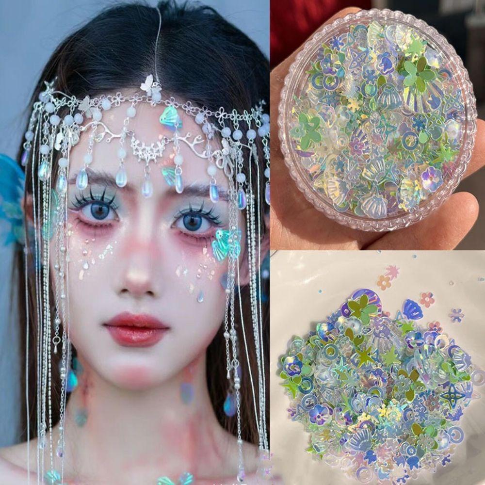 Shell Shape Mermaid Flake Glitter Auroral coloration Shell Sequins DIY Tools Nail Art Decor  Women