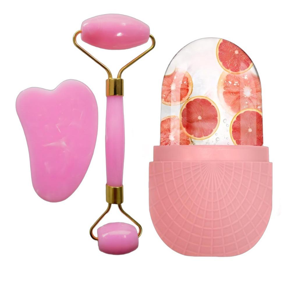 

Набор из 3 силиконовых ледяных роликов для лица, форма для льда для подтяжки лица, массажер для лица, отечность под глазами розовый