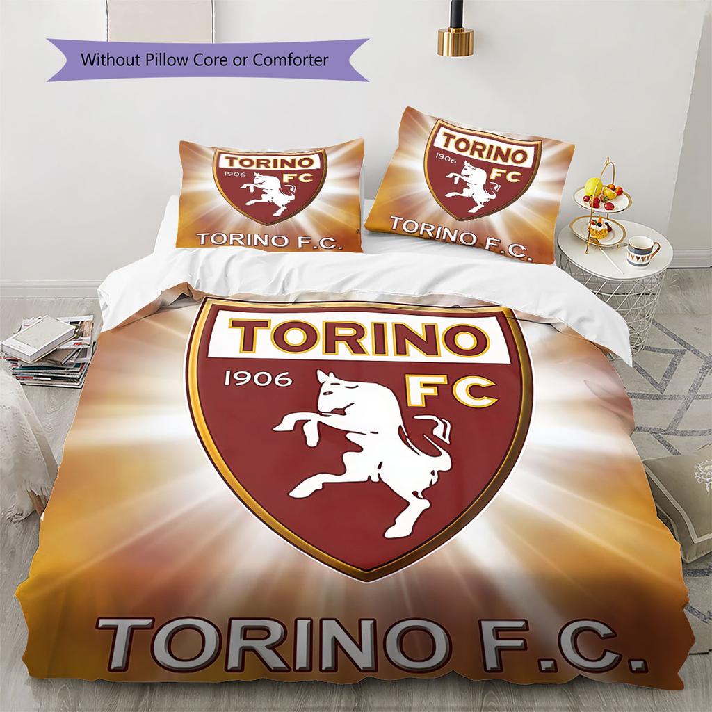 Torino F.C Bedding Quilt Set Quilt Cover Pillowcase Home Decoration Birthday Gift (1 * Duvet Cover + 2 * Pillowcase, Without Core)