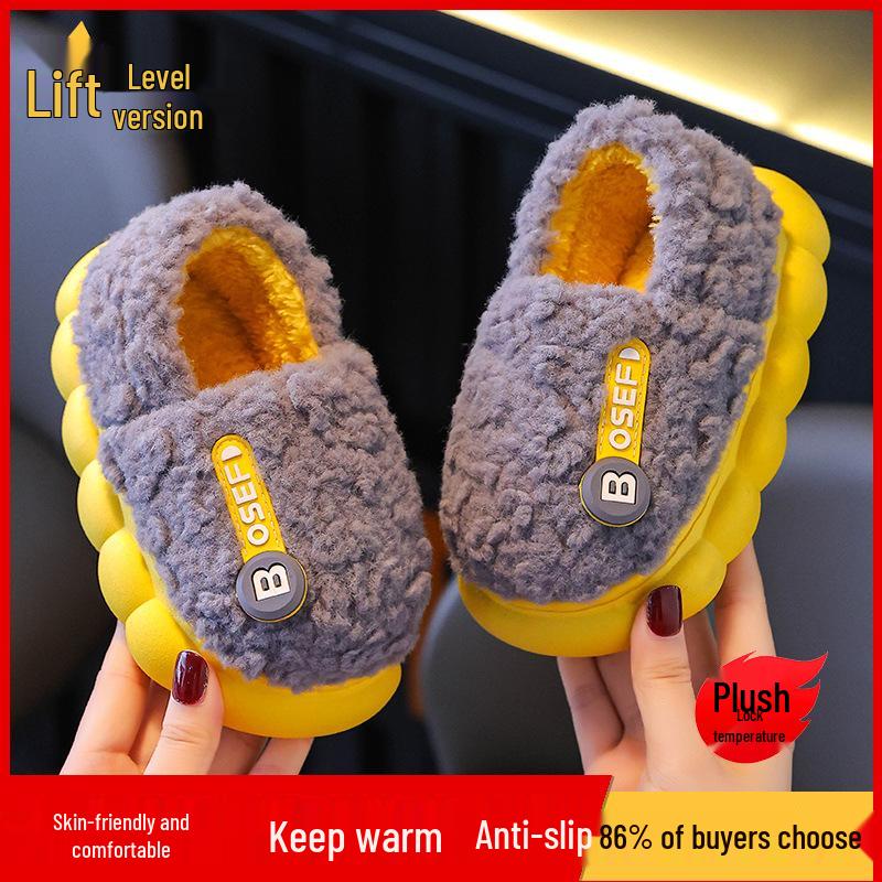 Flauschige Baumwollpantoffeln für Kinder: Weiche, rutschfeste Hausschuhe für Jungen, Mädchen und Eltern – Perfekt für Herbst und Winter.