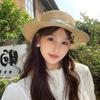 French Style Straw Woven Hat Elegant Women's Sun Hat Simple Beach Flat Top Hat  Seaside
