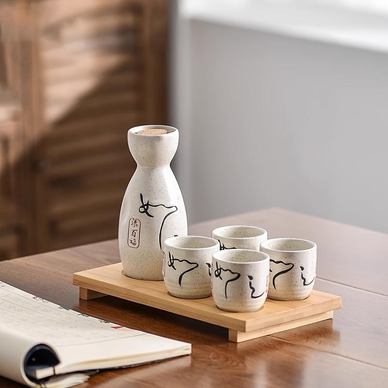 Set de Vino Transparente Estilo Japonés Copas de Vino de Cerámica Botellas de Vino Para Restaurante Vino Caliente o Frío Set de Regalo de Alta Gama