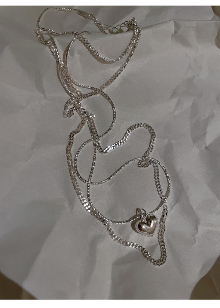 Elegant Korean Double Layer Heart Necklace - Retro Fashion Clavicle Chain for Women