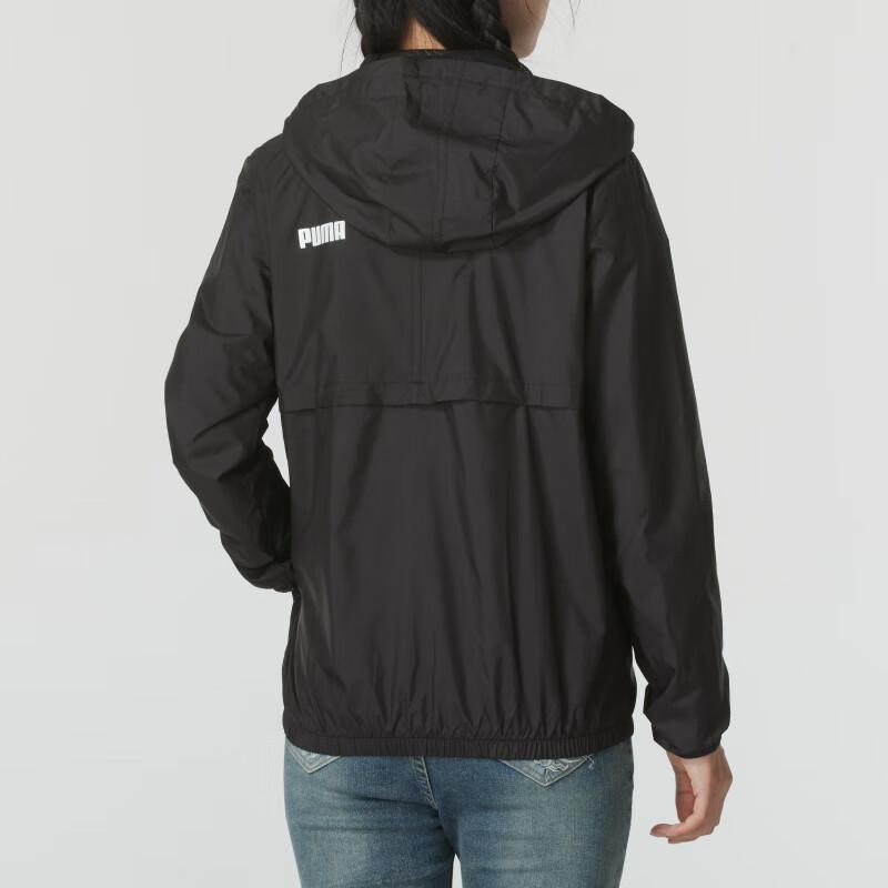 Puma Logo Comfortable Windproof Hooded Breathable Running Jacket Women Jackets Black 672909-52