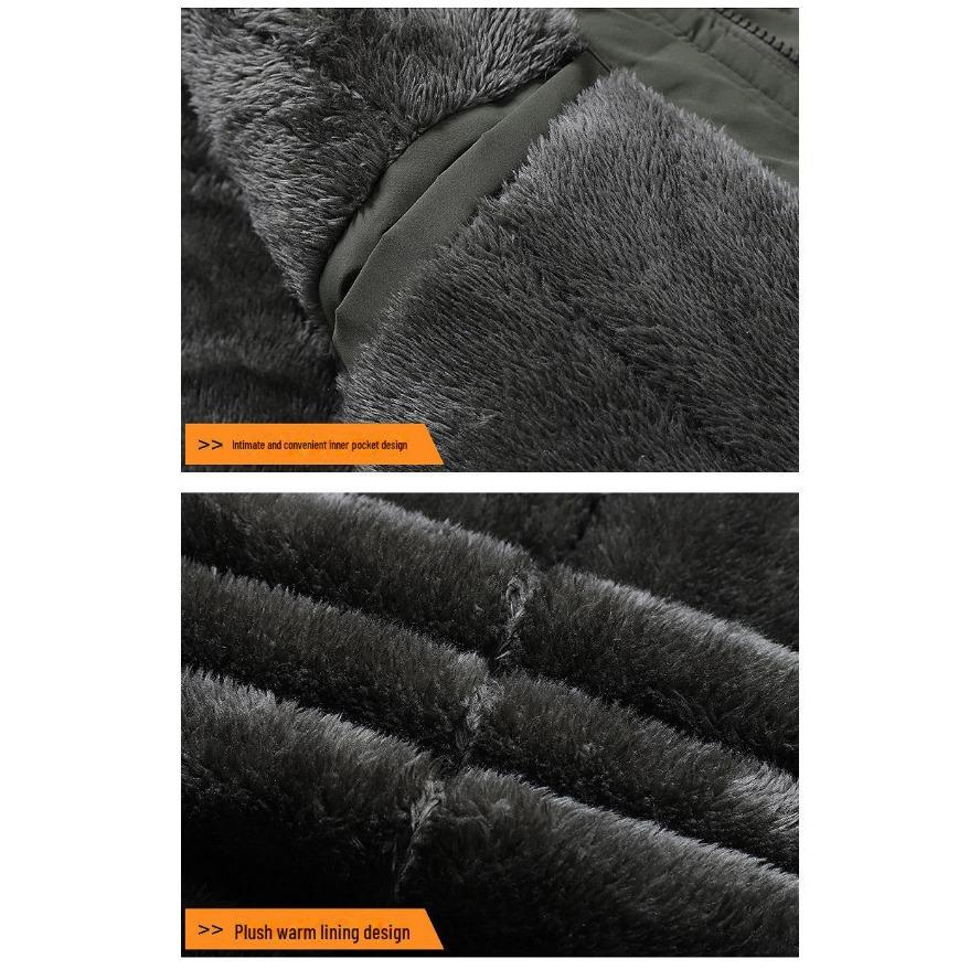 Pánská zimní bunda střední délky extra silná - Vatovaná bavlnou, Sametová podšívka, Teplá, Odolná proti chladu, Větruodolná a Vodotěsná.