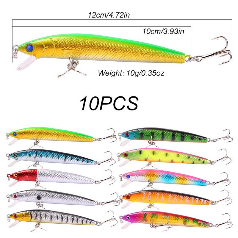 Sougayilang Fishing Baits 10Pcs Minnow Fishing Lures ABS Sinking Diving Swim Crankbait Hard Baits