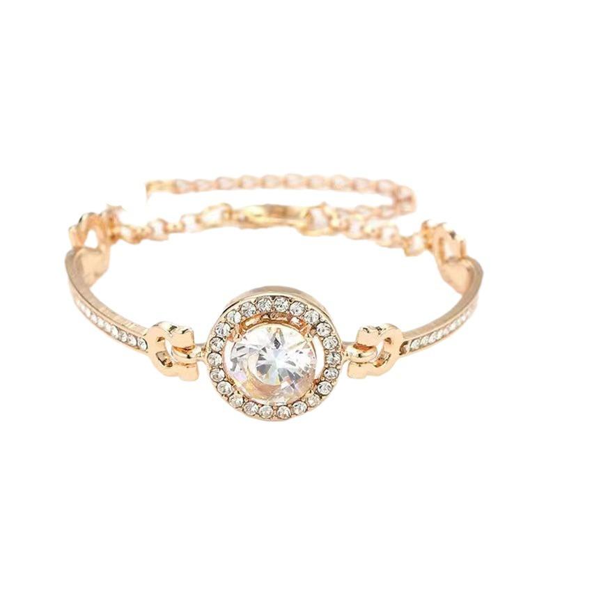 Luxury Rhinestone 4-Piece Jewelry Set, Necklace Earrings Bracelet Ring