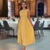 Rochie Maxi 2025 Fără Mâneci Croială Slim Plisată Culoare Solidă Gât Rotund