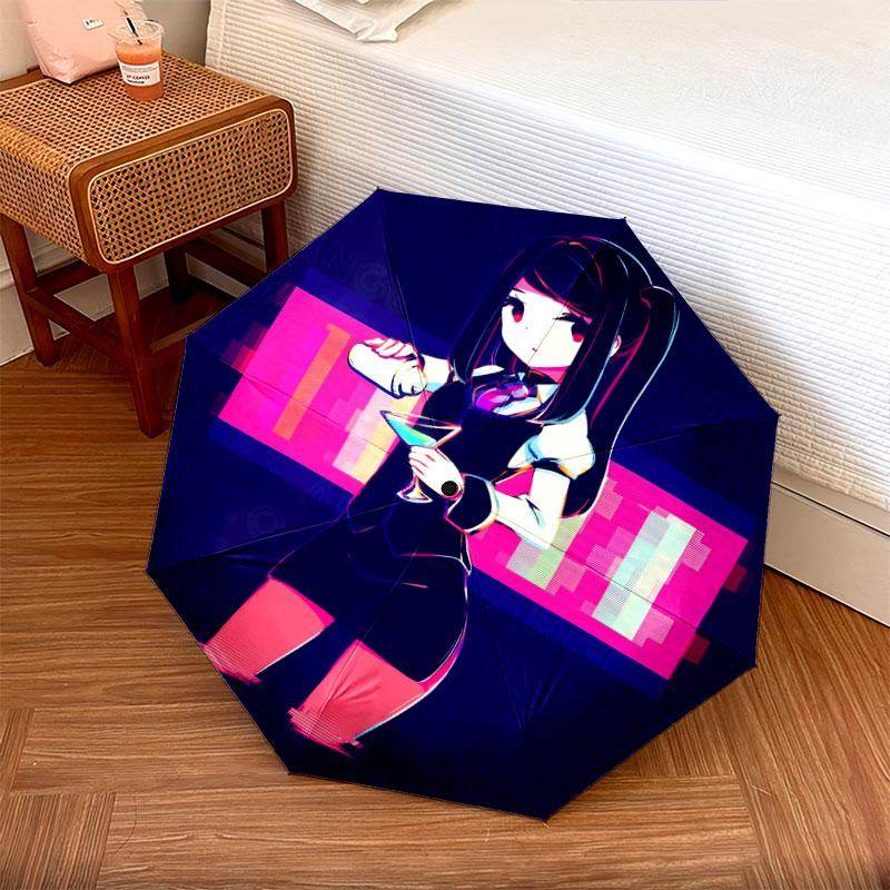 CyberpunkBar Pattern Pattern New Style Umbrella, 1 Piece Automatic Folding Umbrella, Portable Foldable Travel Umbrella, Outdoor Umbrella,Birthday Gift