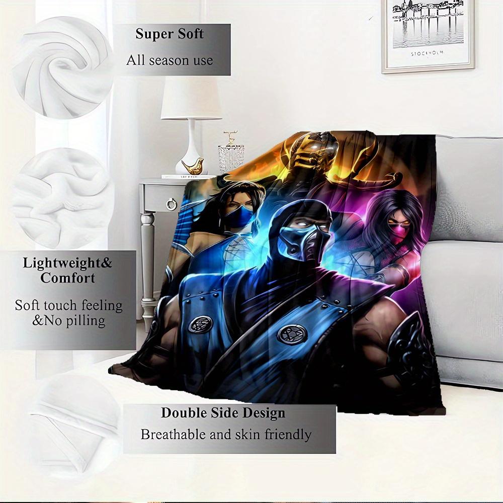 1pc Mortal Kombat,Sub-Zero,Mileena Digital Print Flannel Blanket - Contemporary Style, Suitable for All Seasons, Perfect for Home, Travel, O