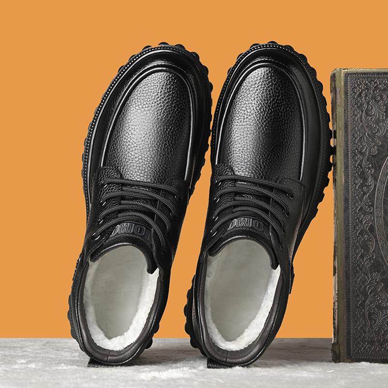 Shoes for Men new Winter Fashion Non-slip Cotton plush Shoes Men Thickened Leather Casual Snow Boots