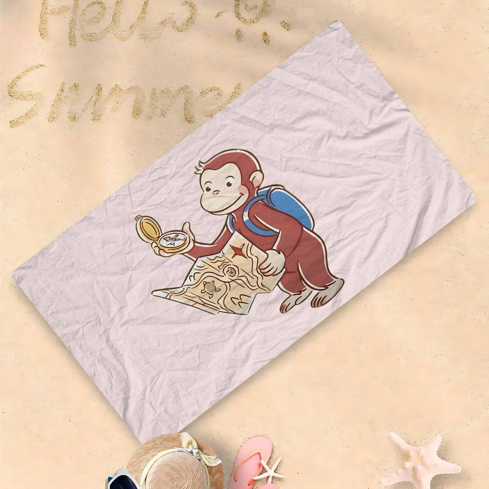 MONKEY CARTOON C-Curious GeorgeS Bath Towel Microfiber Soft Water Absorbing Breathable For Girl Kids Decorative Beach Towel