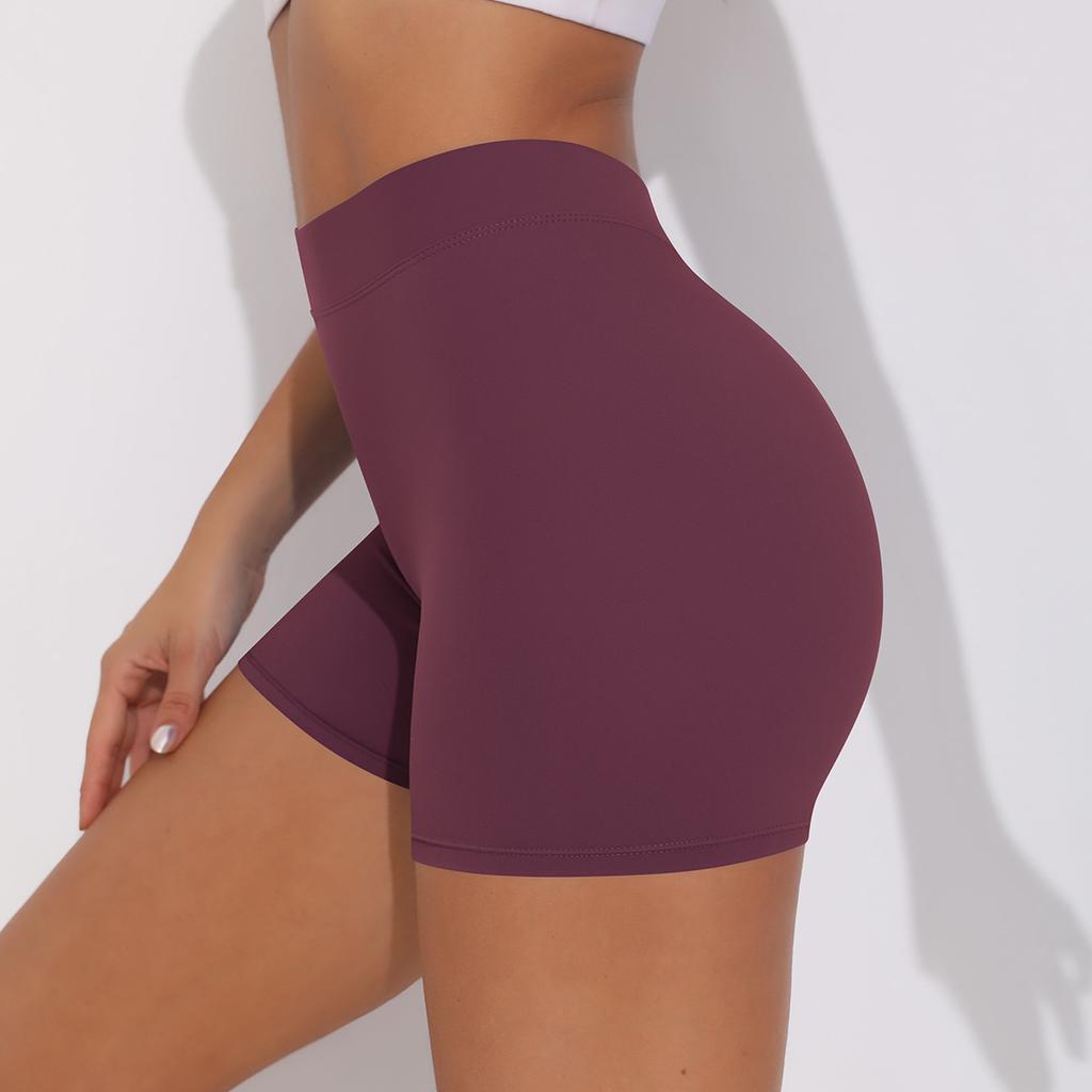 Nessaj Peach Hip Yoga Shorts Women Quick Dry V Waist Solid Color Sports Shorts Gym Fitness Push Up Shorts