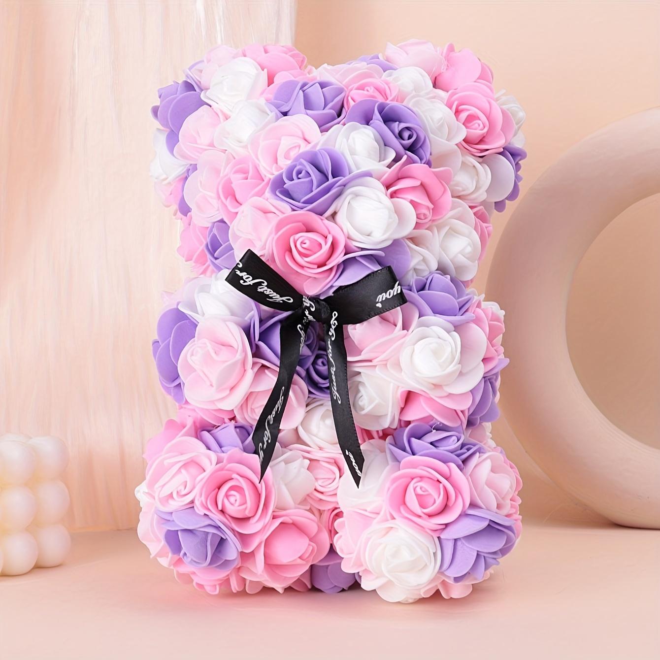 1 Multicoloured Rose Bear Realistic Foam Rose Flower Bear Christmas/Valentine s Day/Mother s Day/Anniversary/Wedding Gift