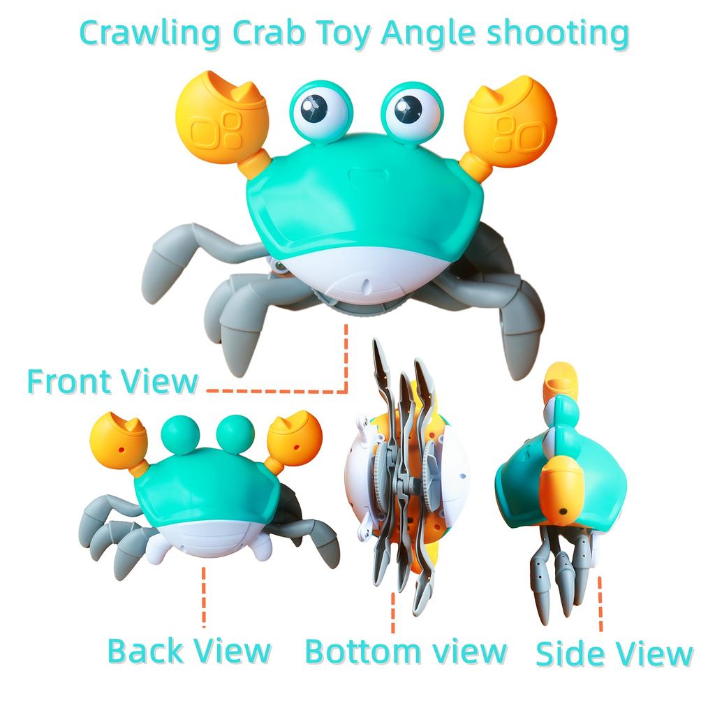 Toy Crab Light Music Crawling Electric Sensing Automatic Avoidance Simulation Toy for Boys and Girls, Realistic Design with 3 Speed Control Switch