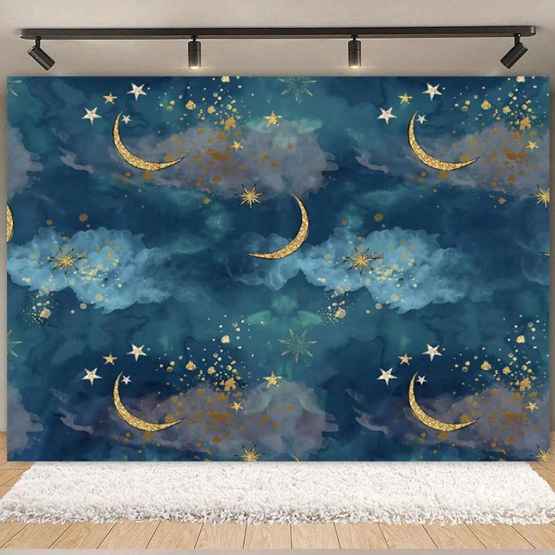 Colorful Sky Rainbow Cloud Castle Backdrop Gold Glitter Star Baby Shower Kids Girls Children's Birthday Party Backgrounds Decor