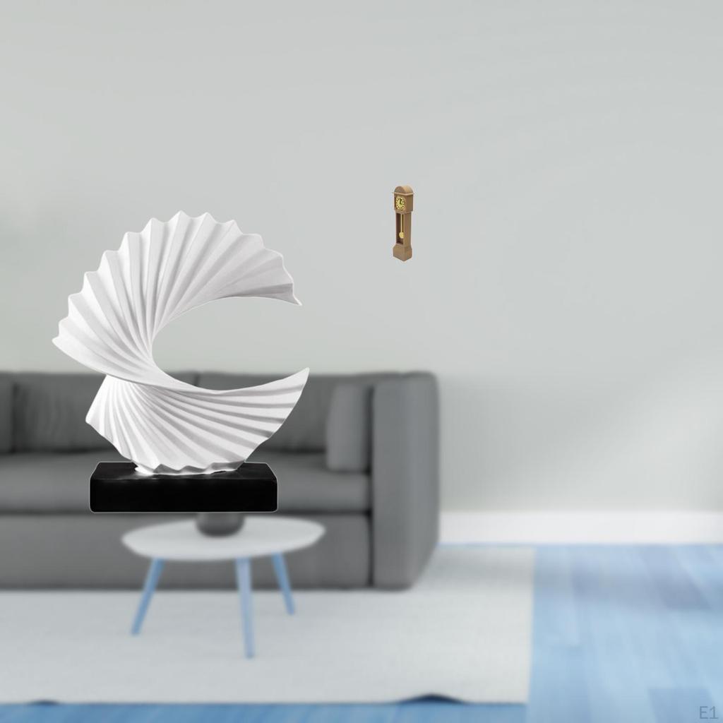 Wave Resin Figurine And Miniature Grandfather Clock Sculpture Abstract Artwork for Bedroom Living