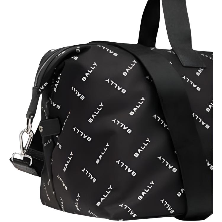 Bally Letter Logo Detachable Shoulder Strap Nylon Travel Bag Men Bags Black 6314698