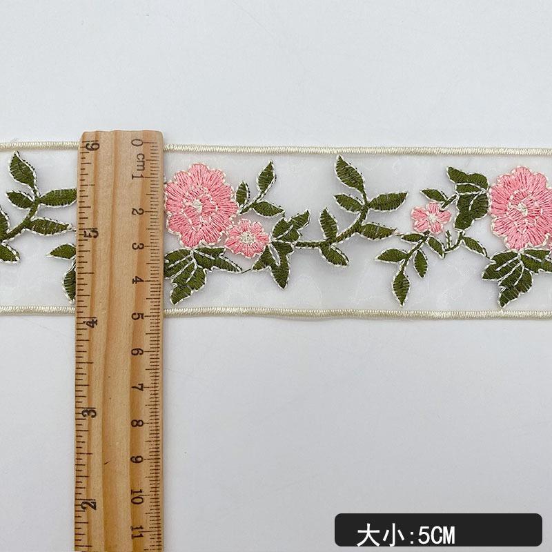 1 Yards Ethnic Style Embroidery Lace Flower Organza Embroidery Hanfu Clothing Accessories Ribbon Accessories