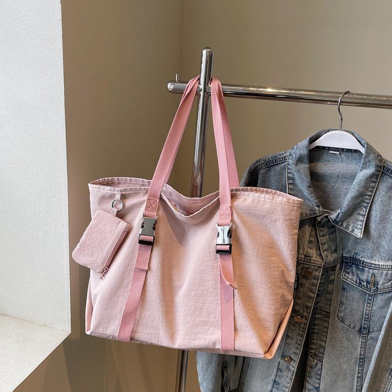 

Large Capacity Tote Bag Women s Fashion Commuter Shoulder Bag Trend Casual Canvas Bag Student Class Handbag розовый