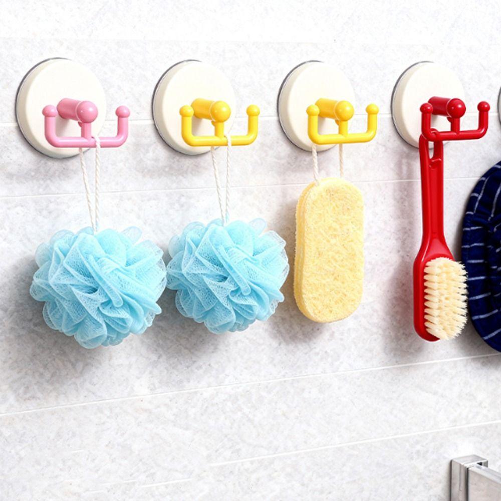 5pcs Vacuum Pressing Suction Cup Hook High Load Capacity No Drill Wall Mounted Hook Removable Plastic Door Hook Dorm Room