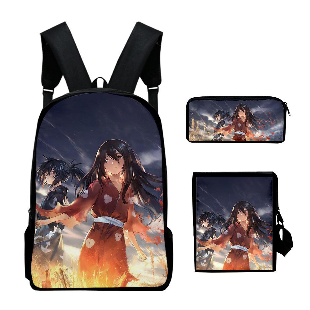 Trendy Popular Cool Dororo 3D Print 3pcs/Set pupil School Bags Laptop Daypack Backpack Inclined shoulder bag Pencil Case