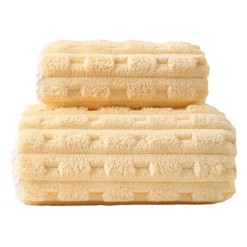 

70x140 см Коралловое бархатное банное полотенце Плоское тканое мягкое банное полотенце с защитой от скатывания Полотенце с прочной печатью и процессом окрашивания 70*140cm жёлтый