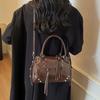 PU Leather Retro Underarm Bag Vintage Pillow Handbag Portable Boston Bag  Travel