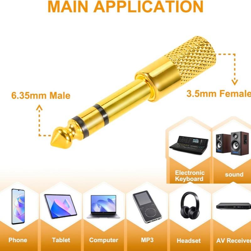 

Стерео аудиоадаптер, 6,35 мм гнездо на 3,5 мм штекер и 6,35 мм штекер на 3,5 мм гнездо, сплавной незаряженный разъем для наушников, микрофонов, гитар 6.35mm M to 3.5m F