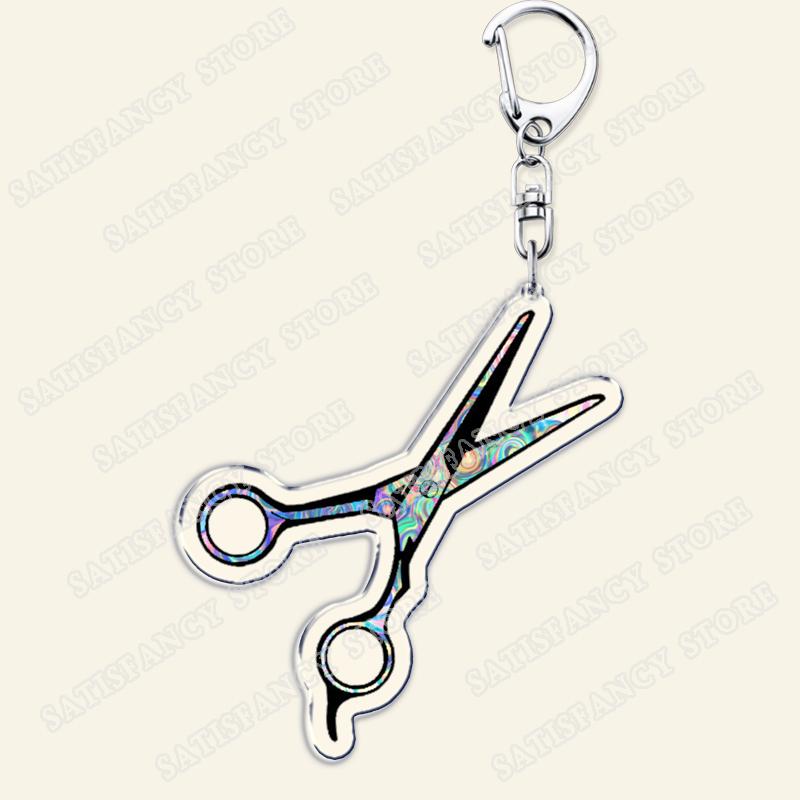 Barber Shop Keychains for Accessories Bag Barbershop Scissors Hairdresser Beard Hairstylist Keyrings Jewelry Friends Fans Gifts