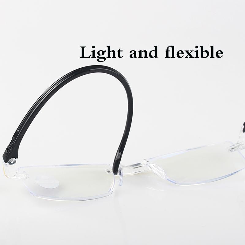 Rimless Reading Anti Blue Light Glasses Women Square Frameless Retro Clear Lens Presbyopic Reading Glasses for Women
