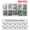DIN914 304 Stainless Steel Hex Socket Point Grub Screws M3 M4 M5 M6 M8 M10 Assortment Kit - High Hardness Fasteners Set