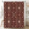 Kaleidoscope Shower Curtain Rustic Boho Style Bathroom Decor Waterproof Fabric Handmade Customizable Size 160x185cm Red Beige