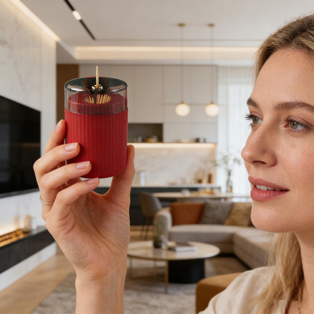 Home Living Room Toothpick Box With Press-to- Function